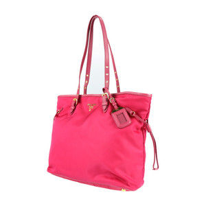 Prada Tote Leather Saffiano Nylon Pink Bag Tessuto